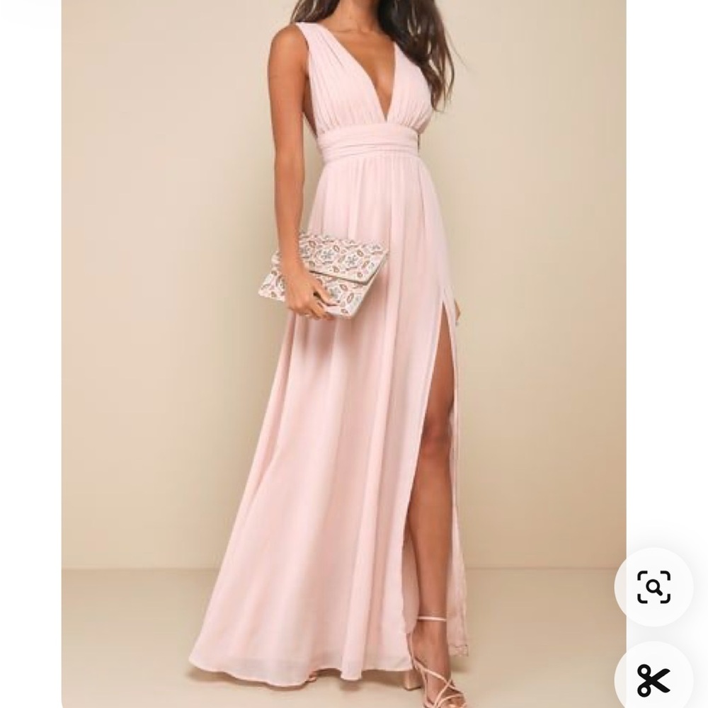Lulus blush pink bridesmaid maxi dress / S